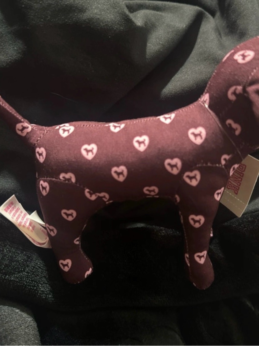 PINK Victoria's Secret Butgundy & Pink Heart Dog  Mystery Box edition
